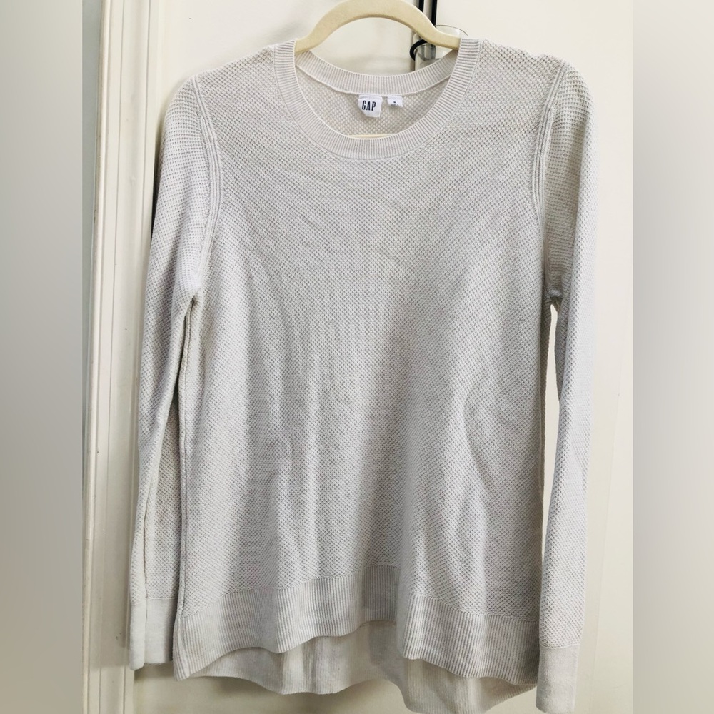 Ivory Frost Cotton Blend Boxy Crew Neck Sweater